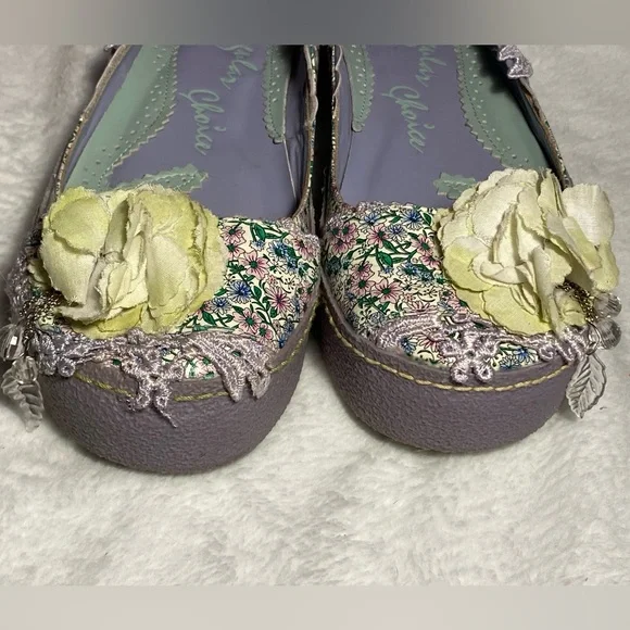 NWOT Irregular Choice platform ballet flats,lilac/mint floral,lace,flower, 7.5 - Picture 11 of 16